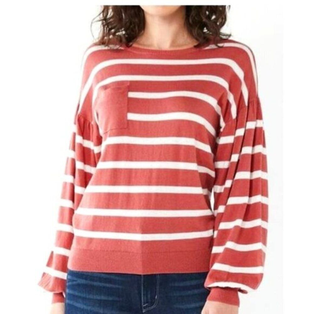 Nine West Women's Striped Sweater Dolman Balloon Sleeve Size XL $59